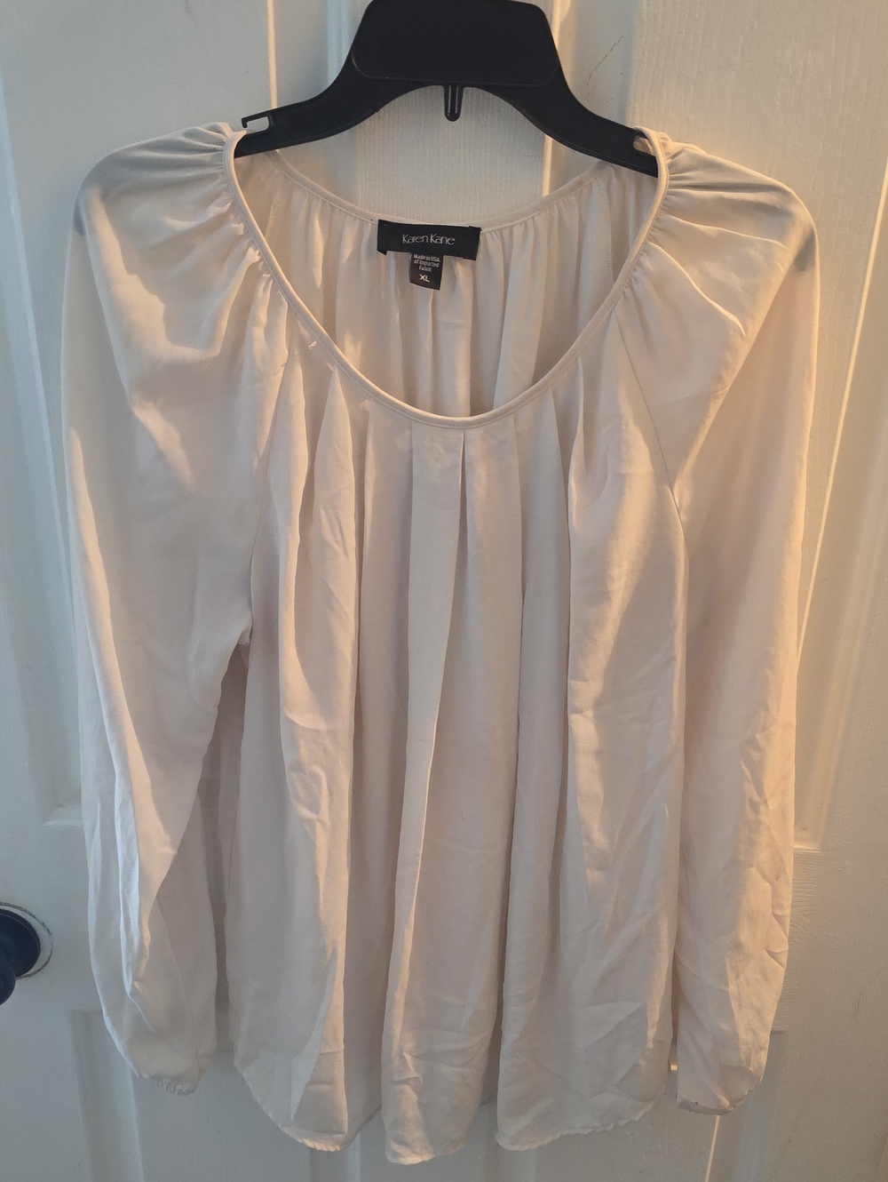 Karen Kane Cream Pleated Scoop Neck Blouse